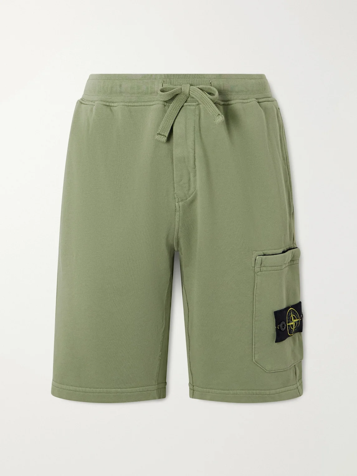 Straight-Leg Garment-Dyed Organic Cotton-Fleece Drawstring Shorts - 1