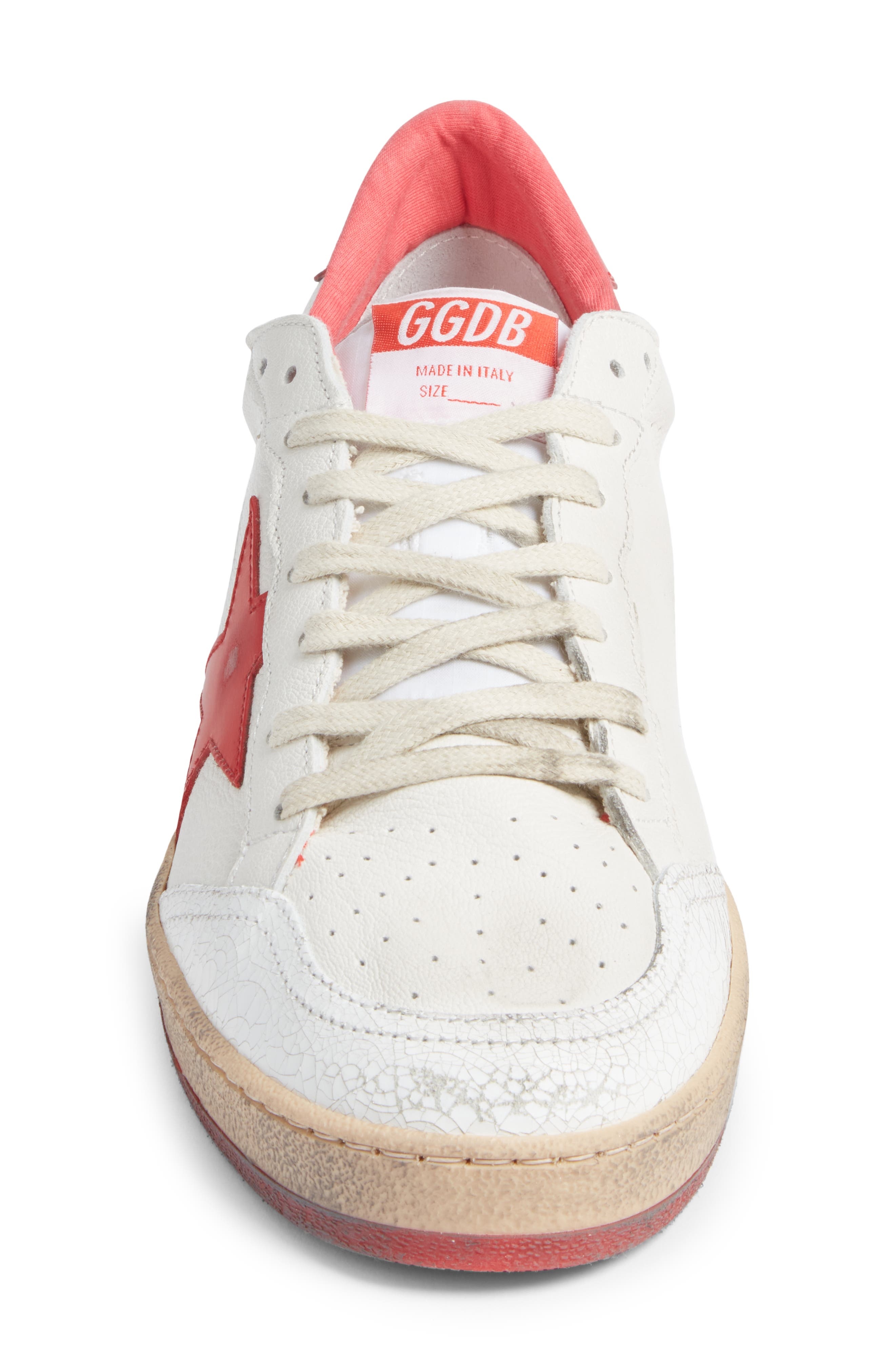 Golden Goose Ball Star Low Top Sneaker in White/Strawberry Red at Nordstrom - 4