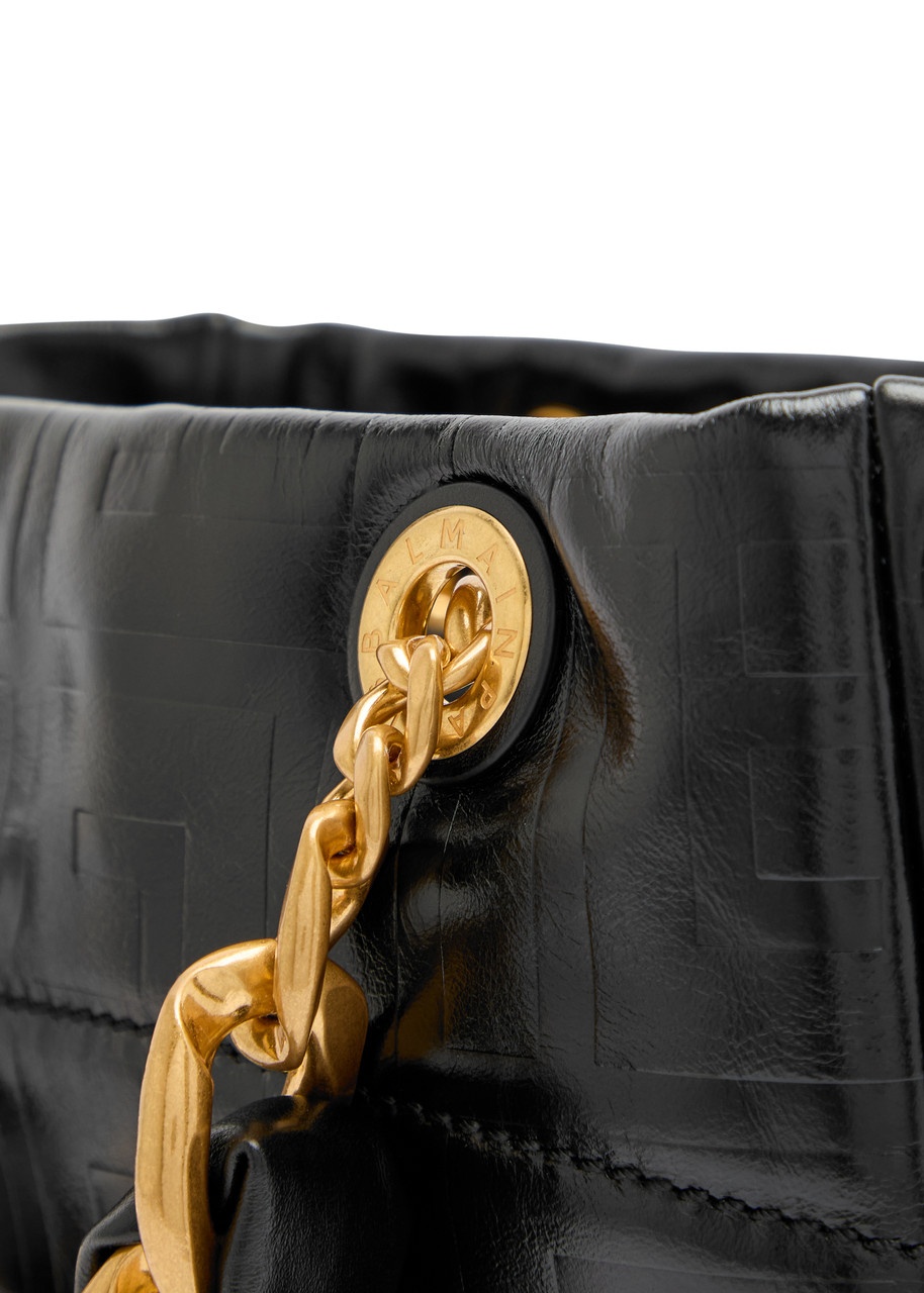 Balmain 1945 Small Glossed Leather Tote - 3