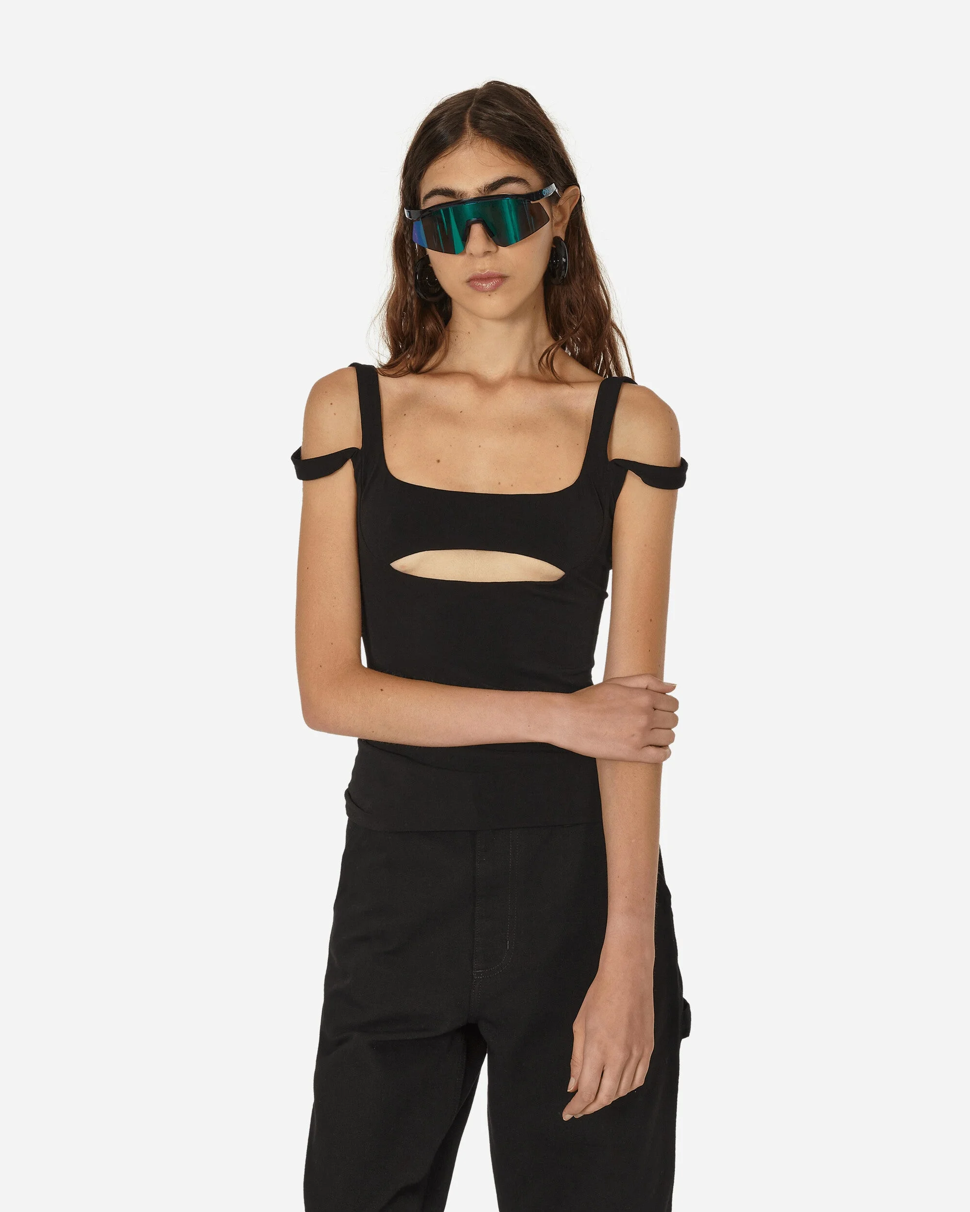 Cut Out Tank Top Black - 1