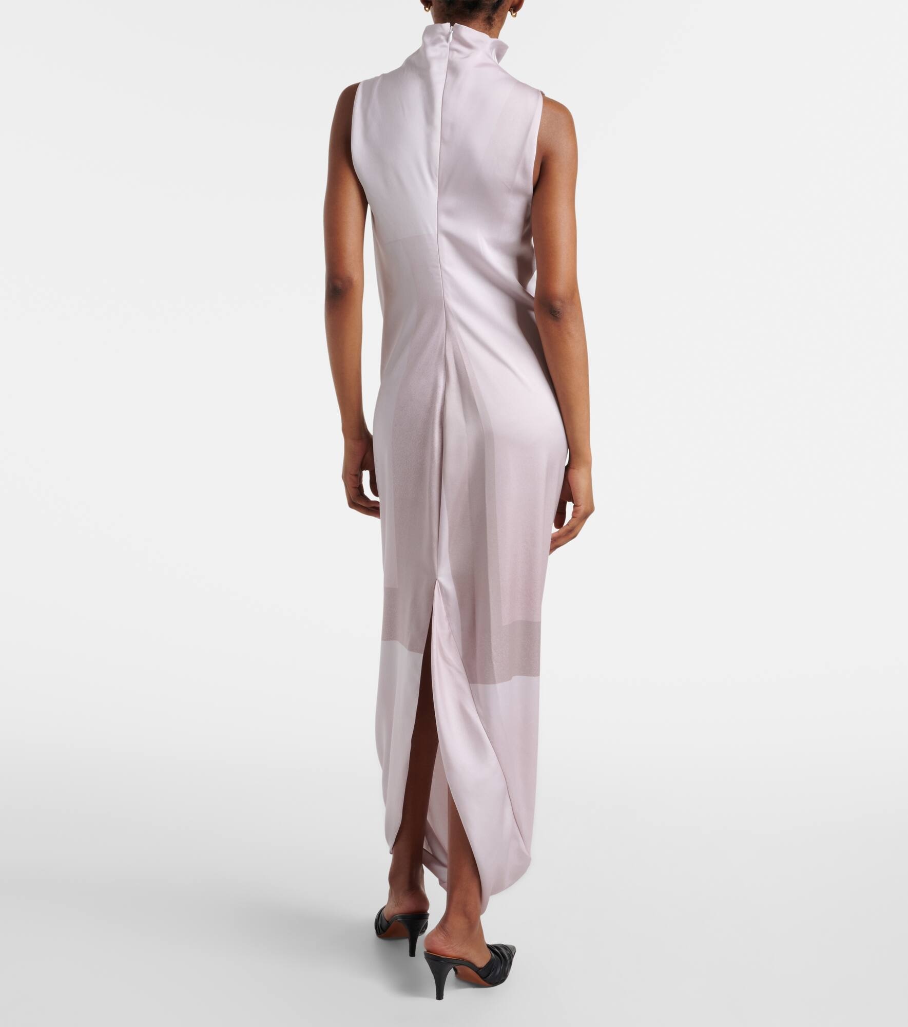 Trompe l'œil draped satin maxi dress - 3