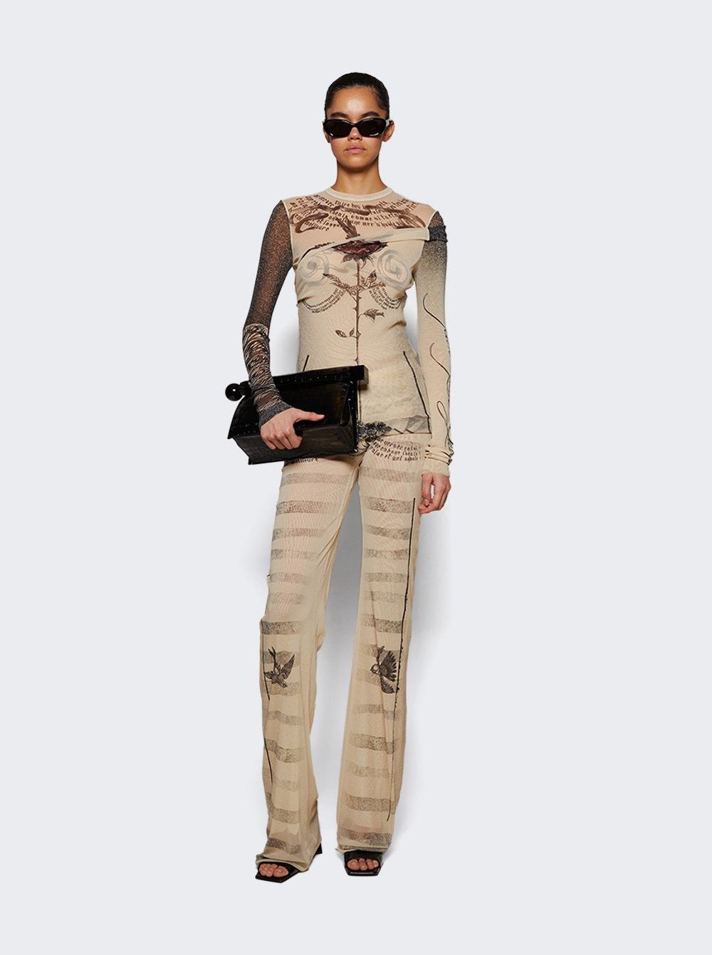 Mesh Tattoo Marinière Pants Ecru - 5