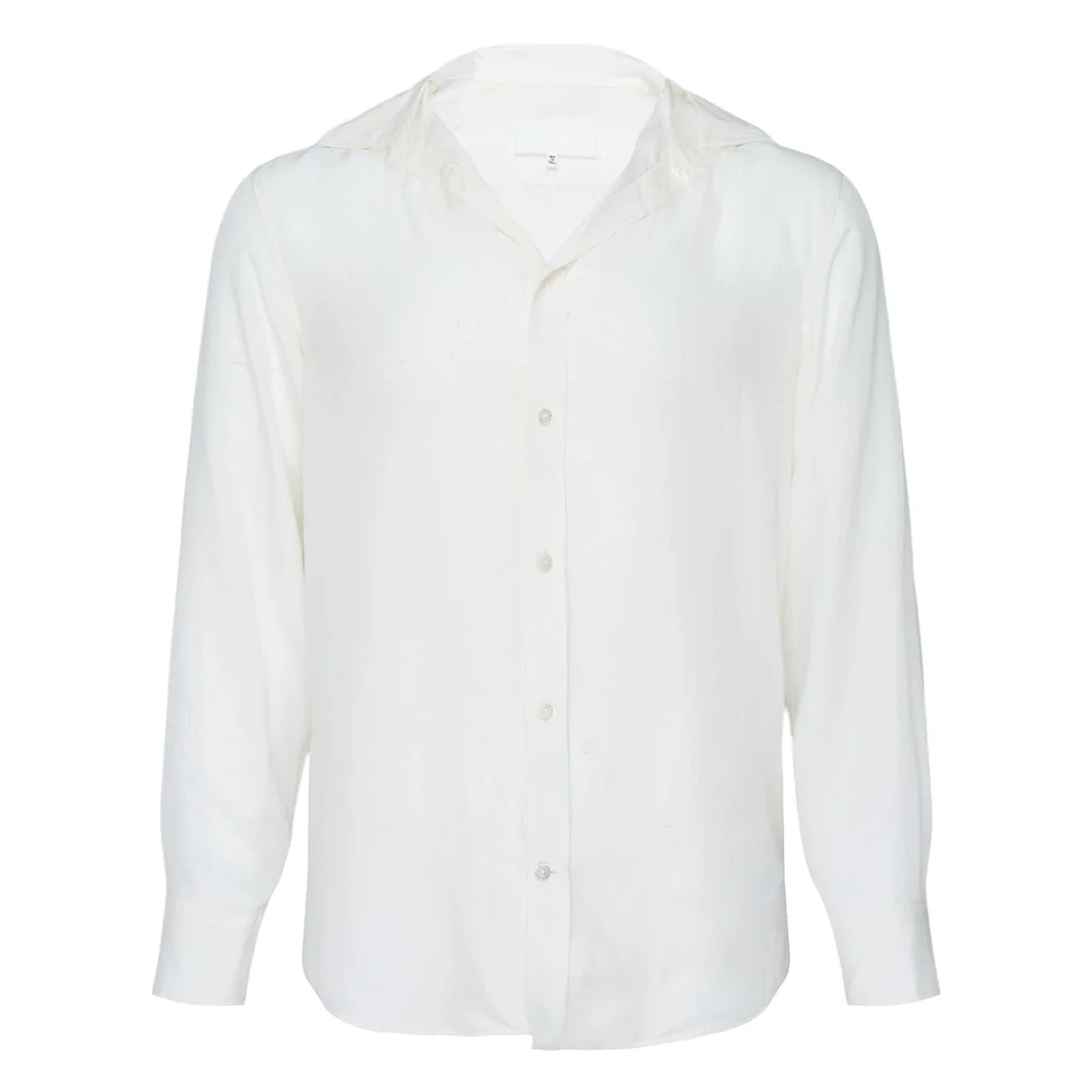 Long-Sleeved Washed Silk Shirt - 1