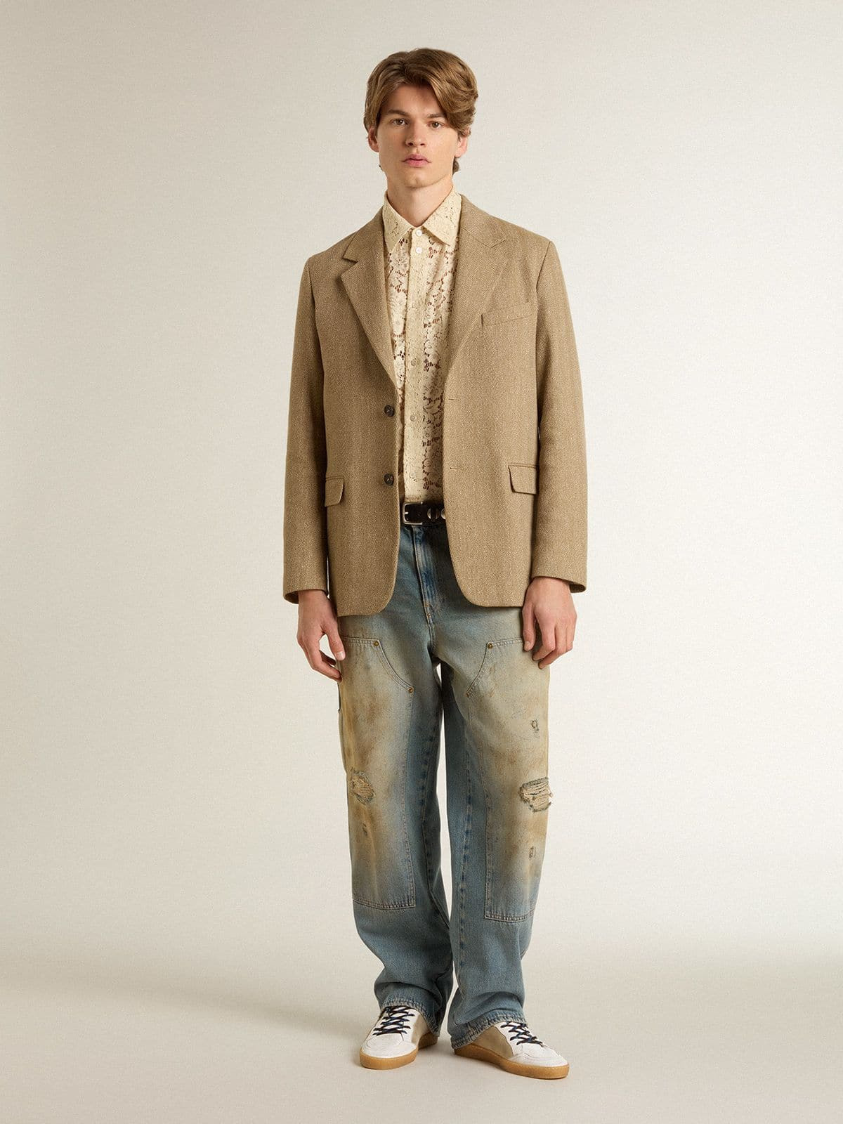Men's distressed sand-washed jeans - 3