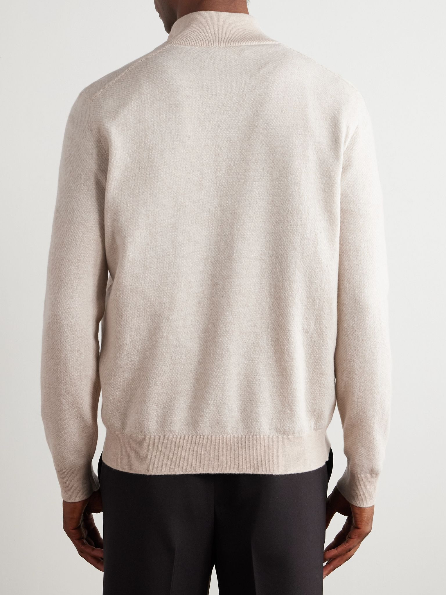 Roadster Cashmere Half-Zip Sweater Beige - 4