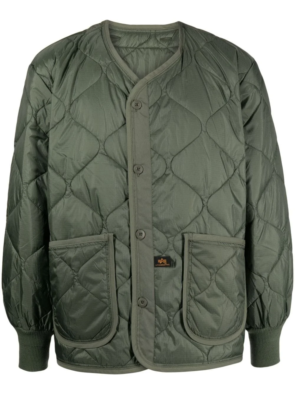 logo-patch quilted jacket - 1