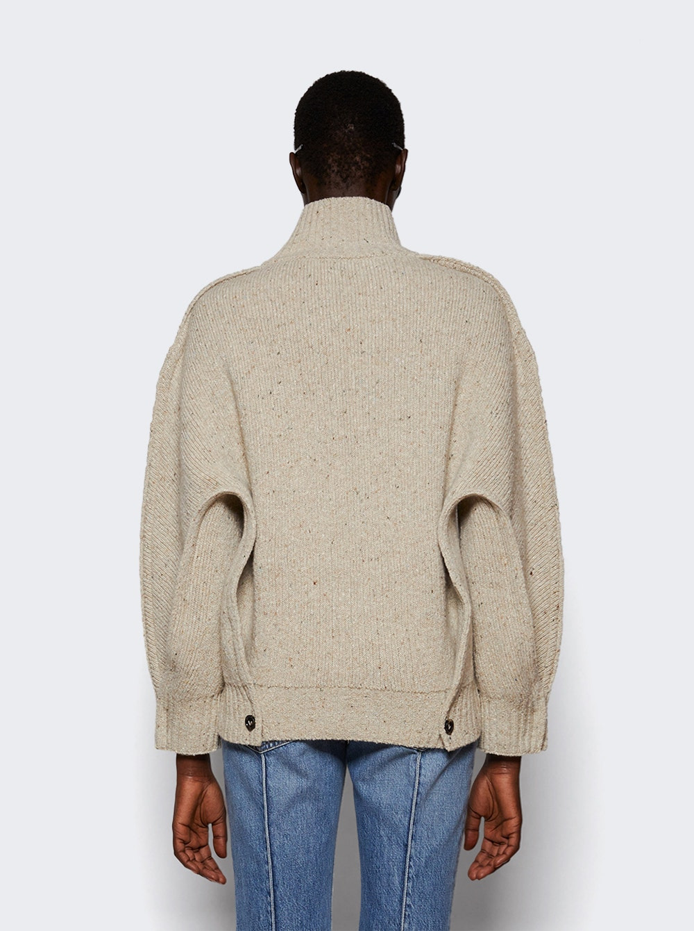 Textured Cocoon Sweater Bone Melange - 5