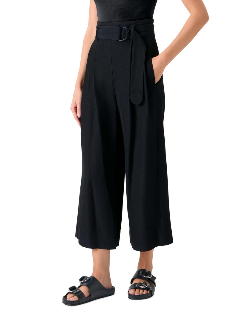 Women's Fiorella Linen-Blend High-Rise Pants - Black 3
