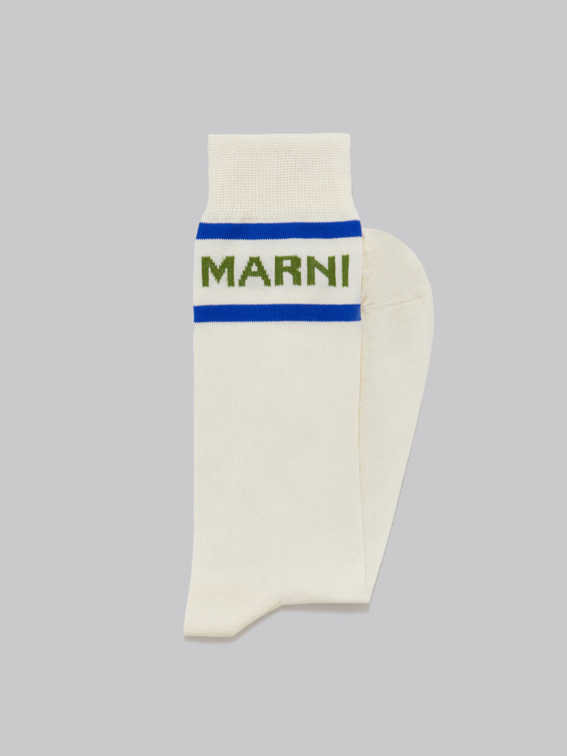 Marni CREAM SOCKS WITH LOGO CUFFS outlook