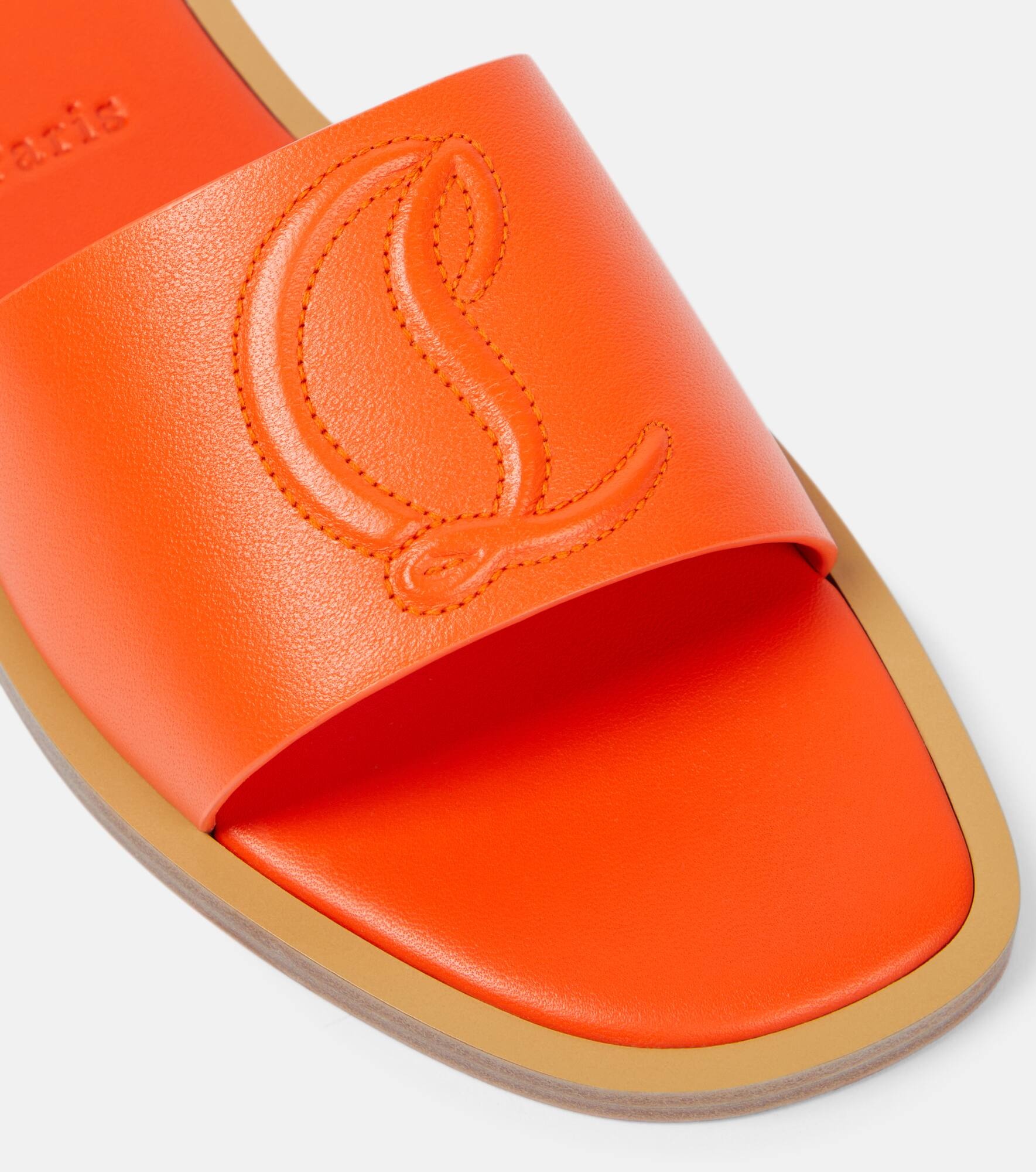 CL embossed leather mules - 6