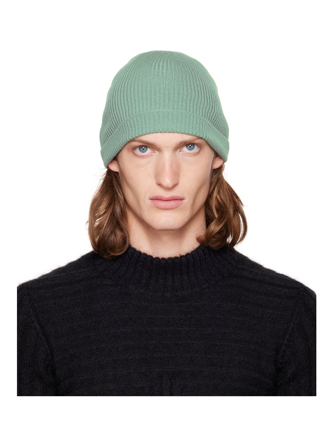 Green Virgin Wool Beanie - 1