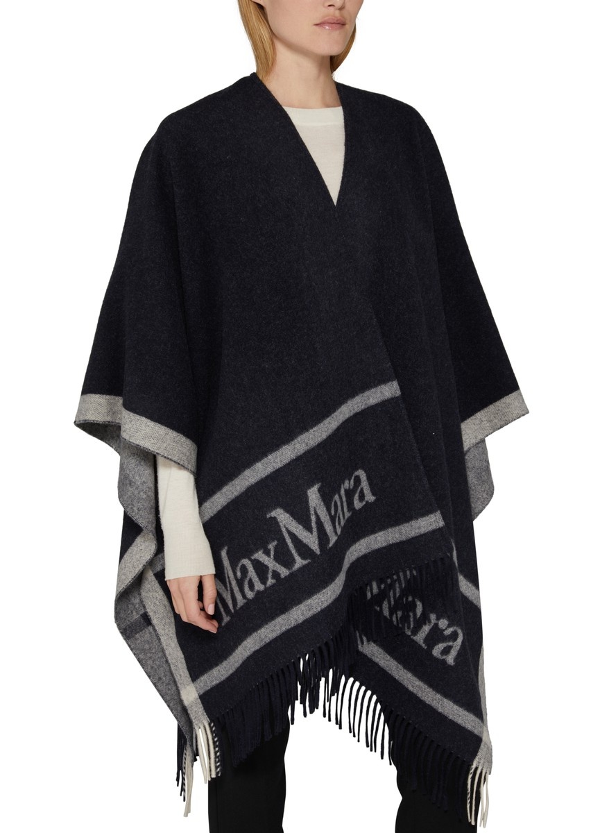 Hilde logo wool poncho - 4