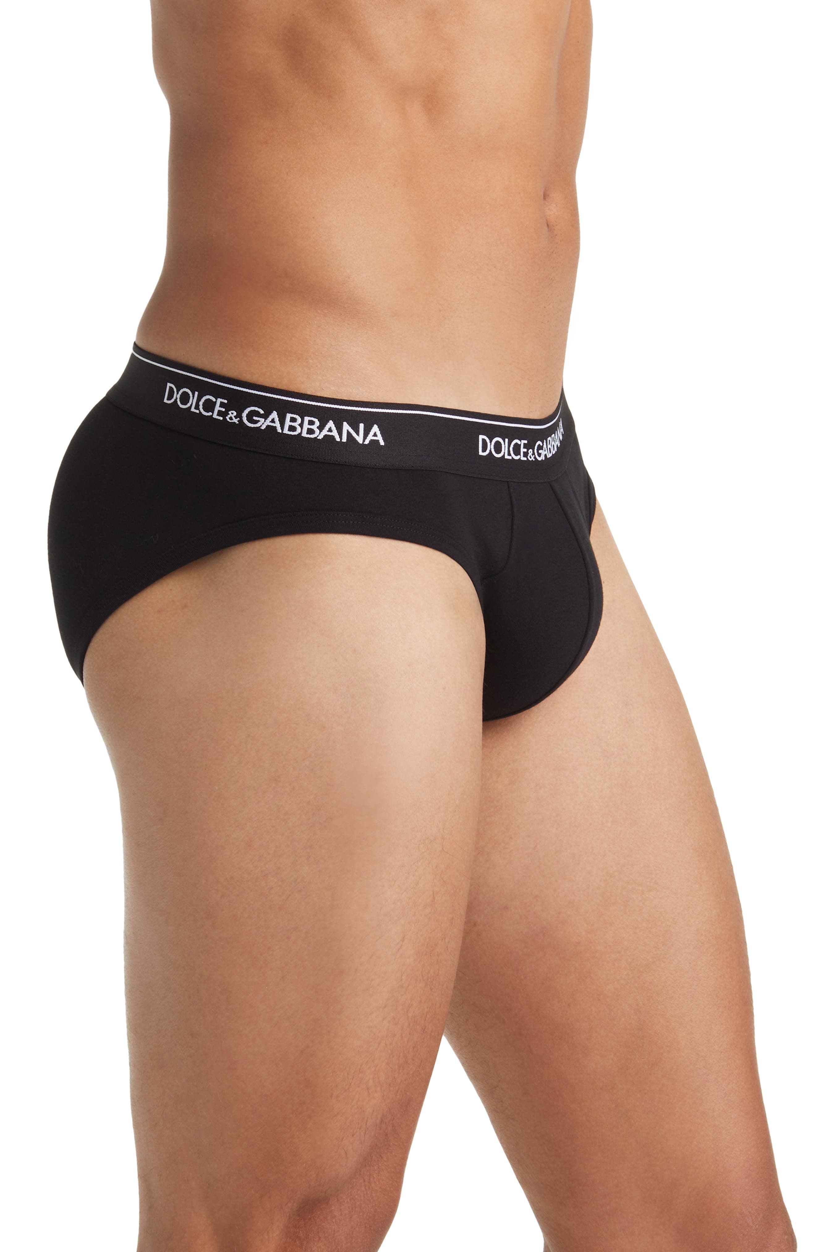 Dolce&Gabbana 2-Pack Logo Waist Briefs in Black at Nordstrom - 4