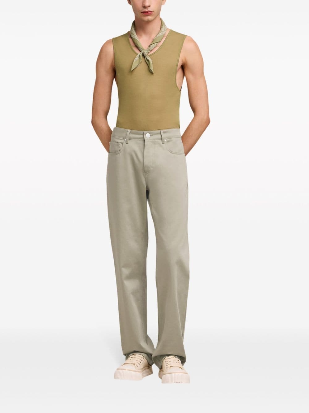 straight-leg cotton trousers - 2