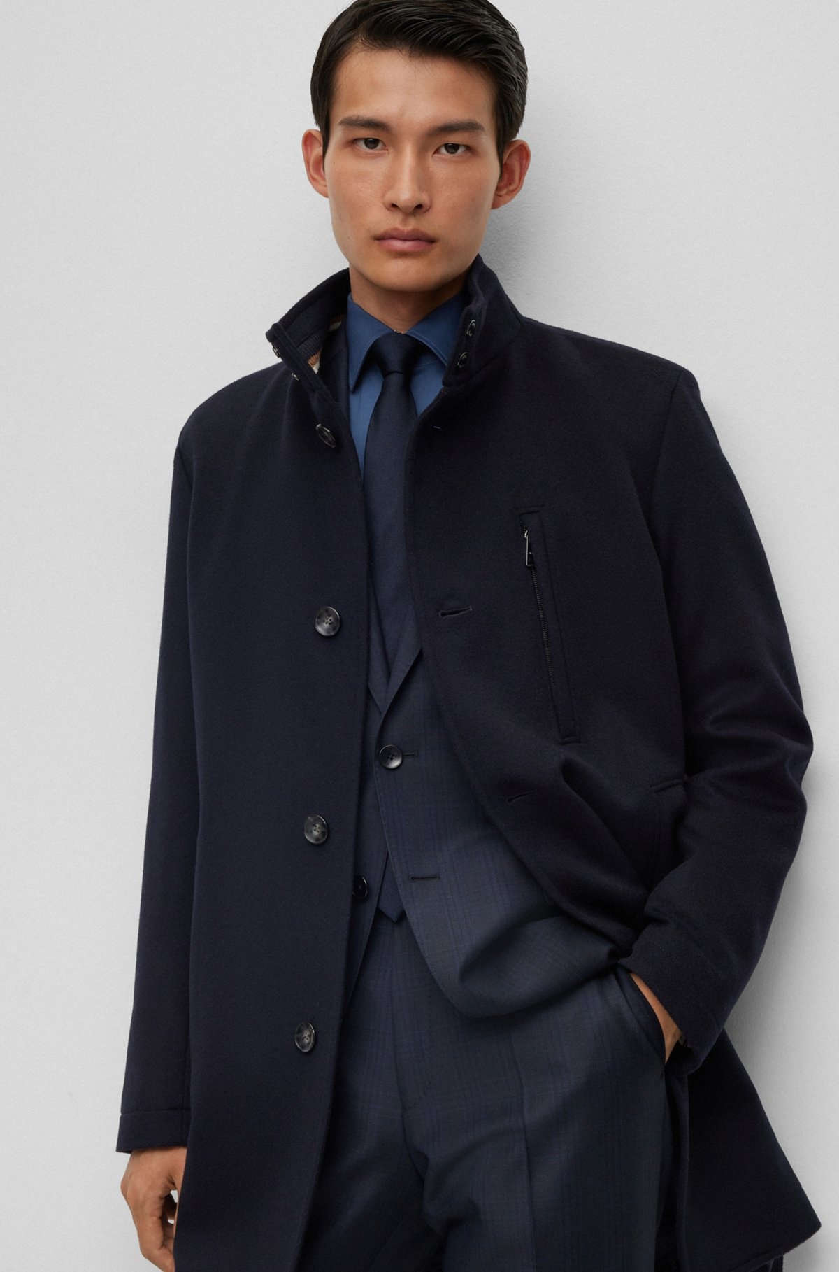 SLIM-FIT FORMAL COAT IN VIRGIN WOOL AND CASHMERE - 6