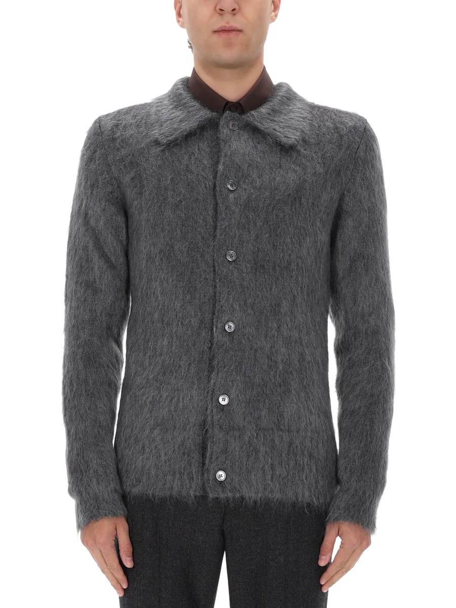BRUSHED MOHAIR WOOL CARDIGAN - 1