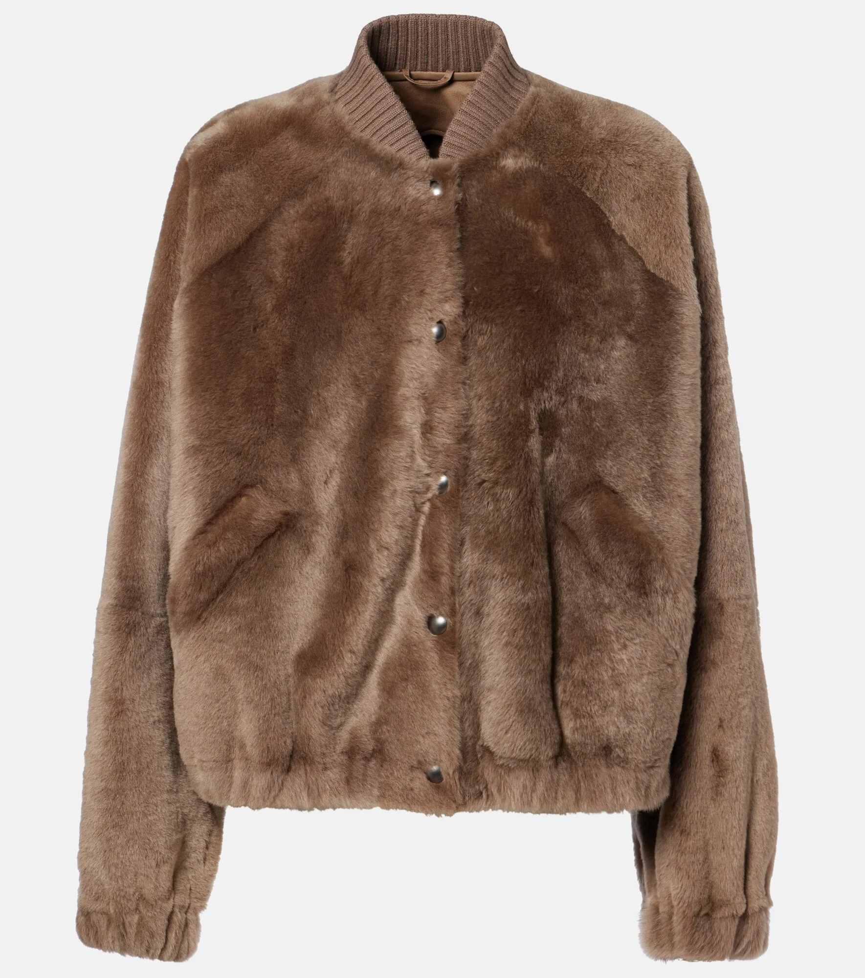 Cashmere-trimmed shearling bomber jacket - 1