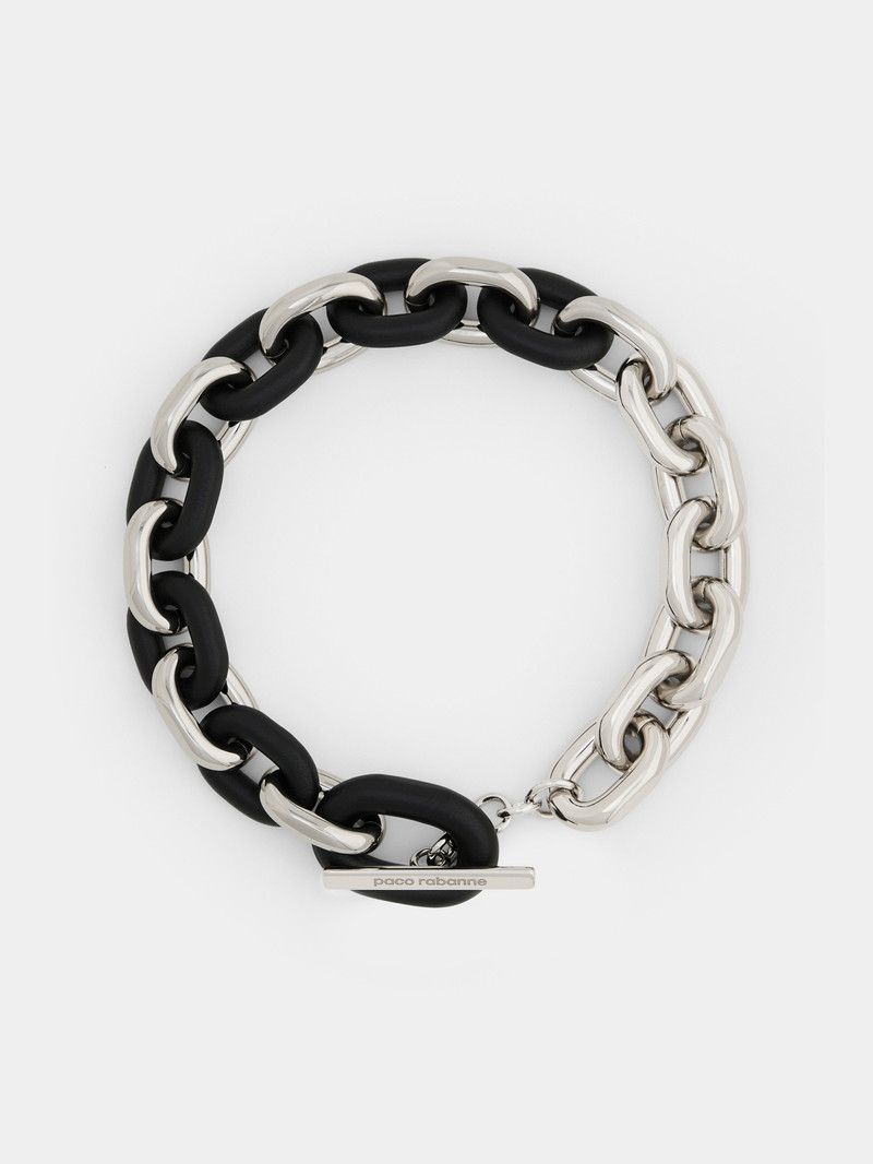 XL LINK NECKLACE IN SILVER AND LEATHER 3