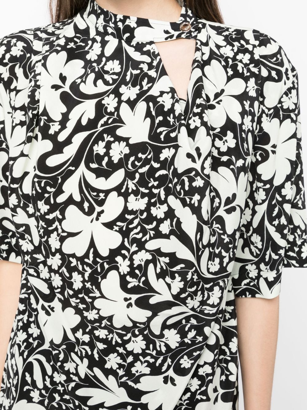 floral-print silk blouse - 5