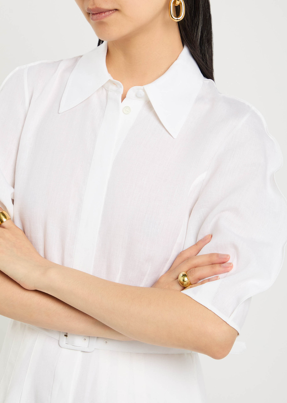 Gabriela Hearst Maude Darted Linen Midi Shirt Dress - 5