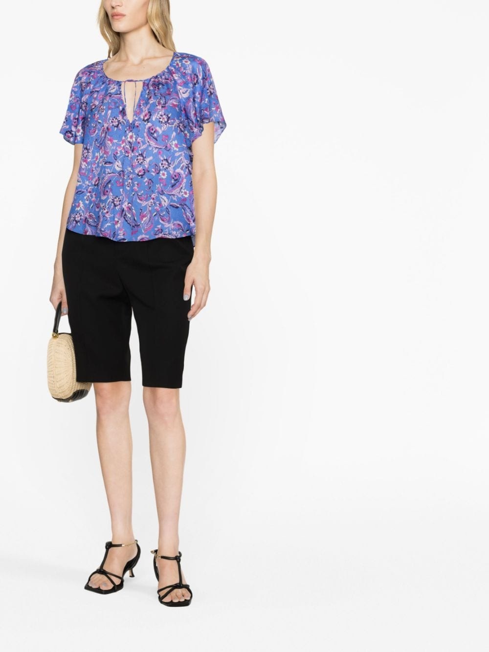 floral-print short-sleeve blouse - 2