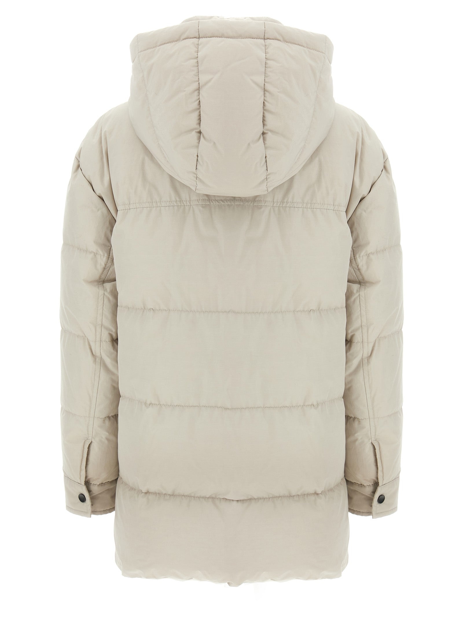 Knitted Neck Down Jacket Puffer Jackets Beige - 3