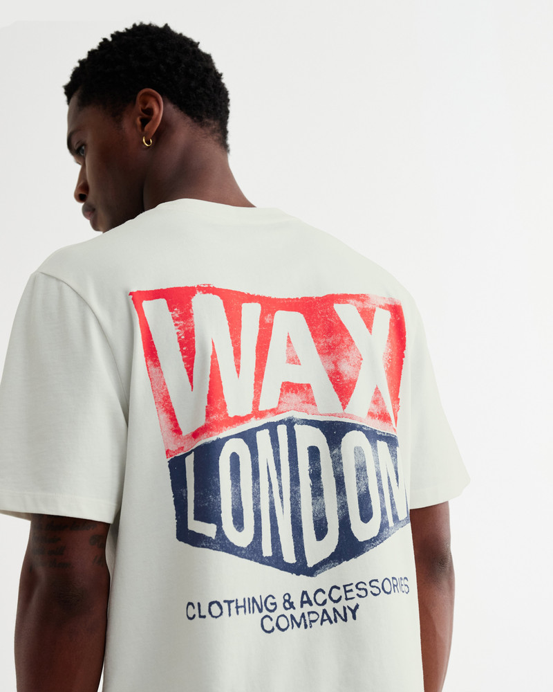 Wax London Dean - Off White Painted Badge T-Shirt outlook