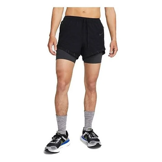 Men's Nike Solid Color Logo Splicing Straight Sports Shorts Black DQ4771-010 - 1
