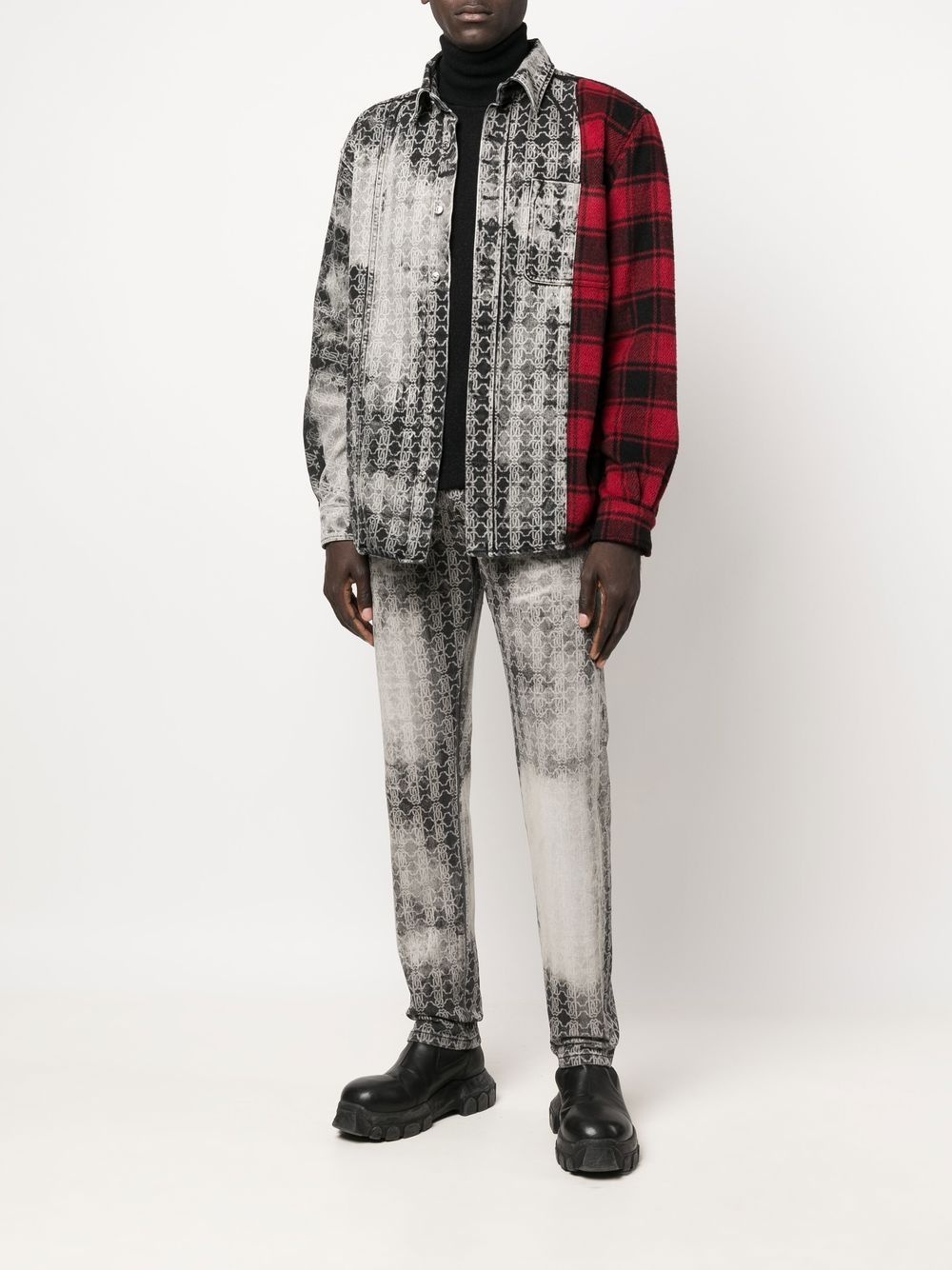long-sleeved patchwork shirt - 2