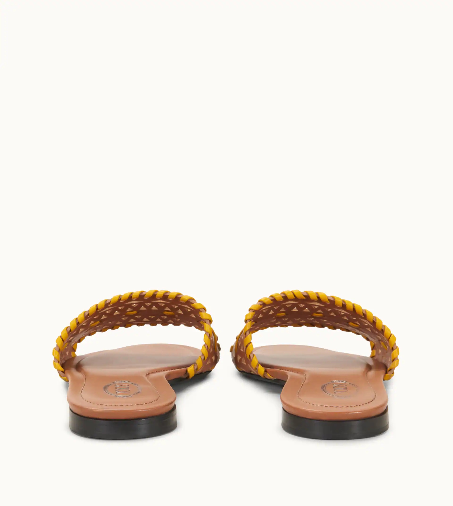 SANDALS IN LEATHER - YELLOW, BROWN - 4