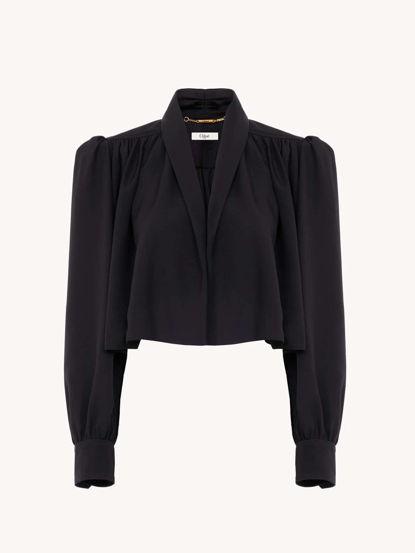 GATHERED CROPPED JACKET IN WASHED VISCOSE FAILLE - 1
