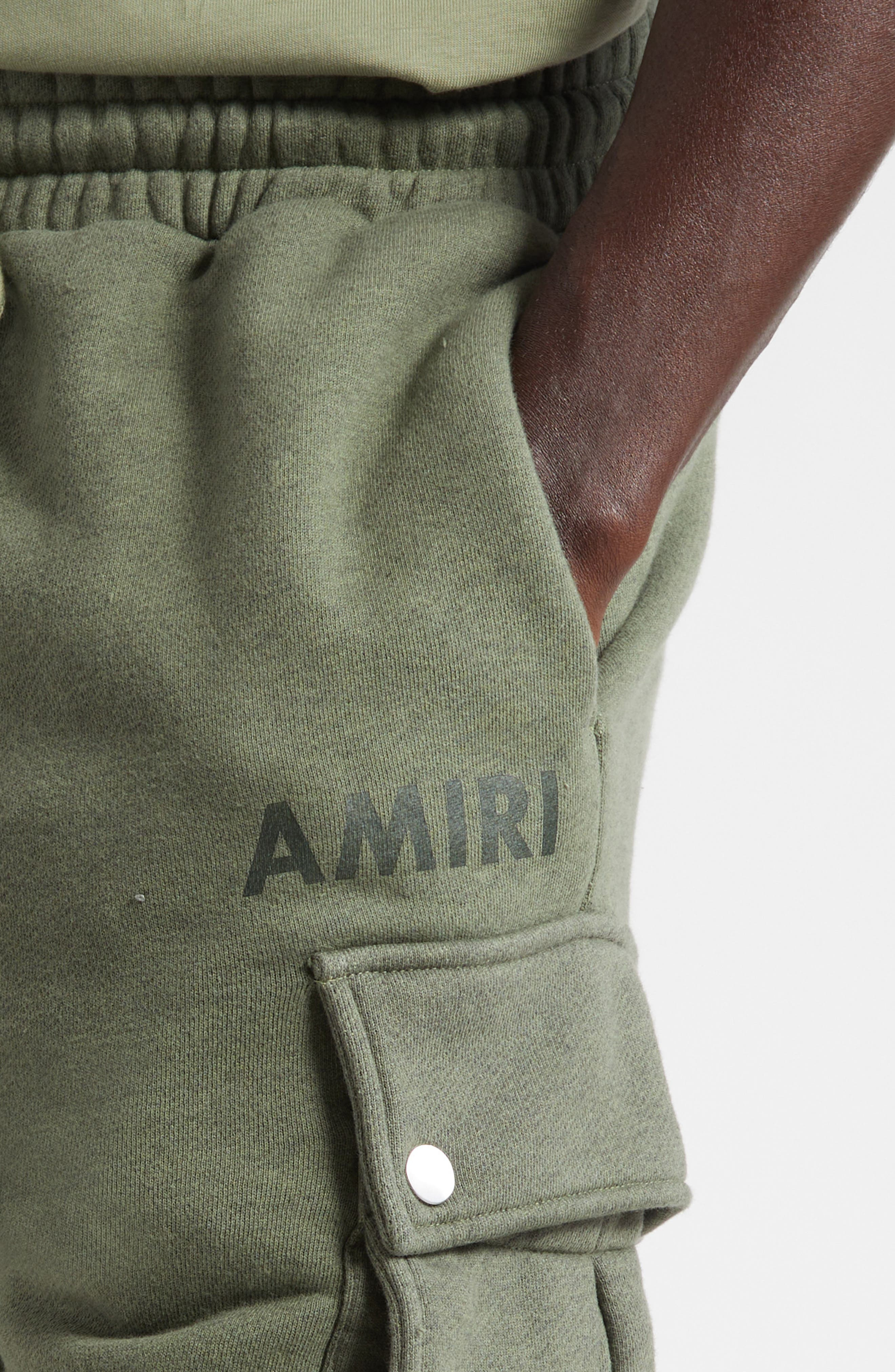 AMIRI Stencil Logo Cargo Shorts in Olive at Nordstrom - 5