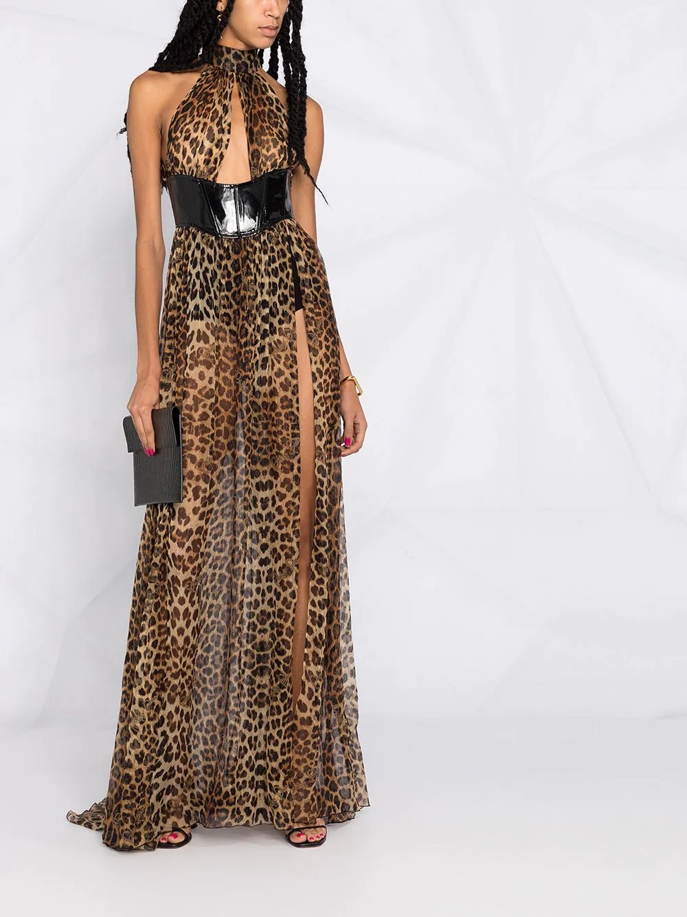 leopard print halter dress - 2