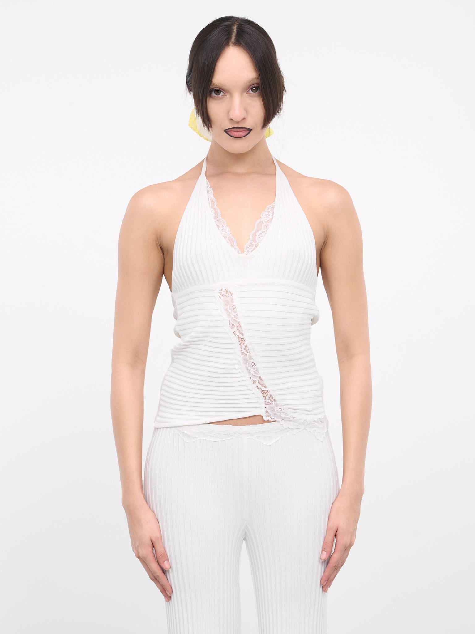 Lace Trim Halterneck Top - 1