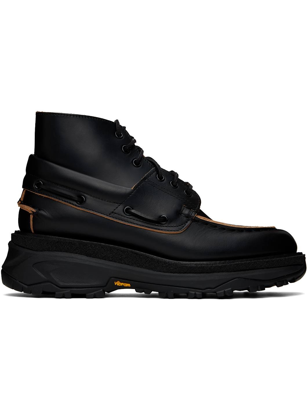 sacai Black Boat Boots | REVERSIBLE