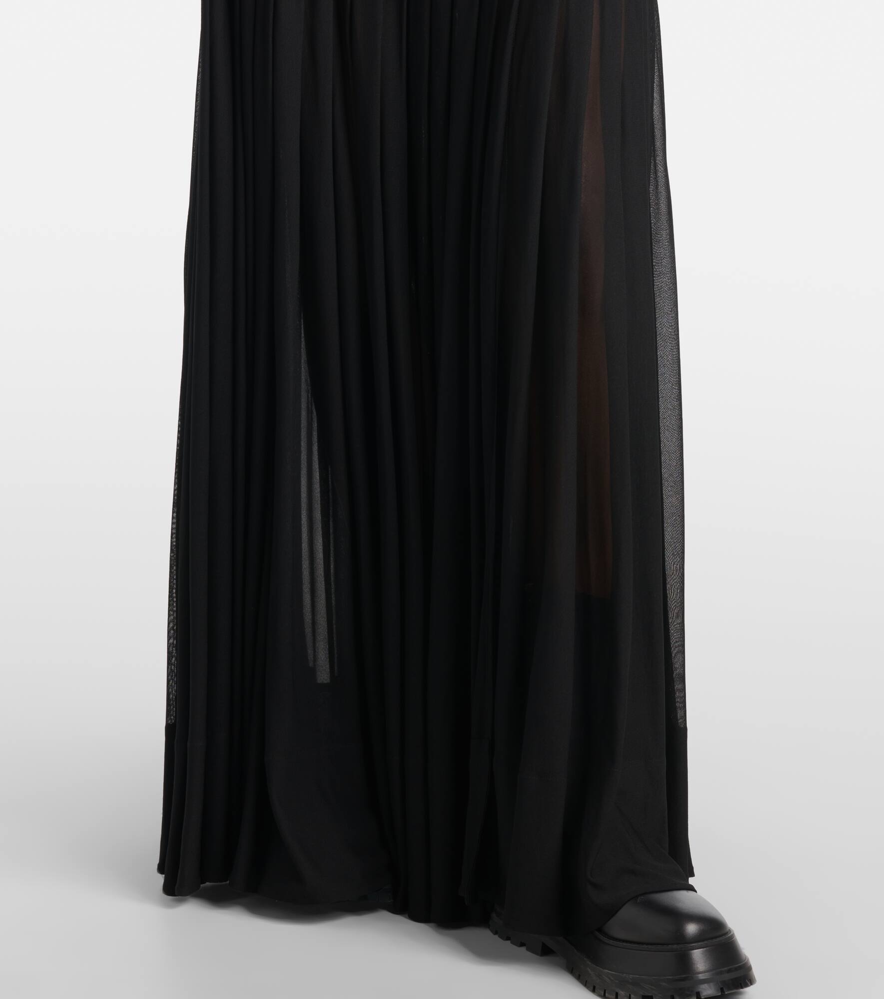 Pleated cotton-blend maxi skirt - 5