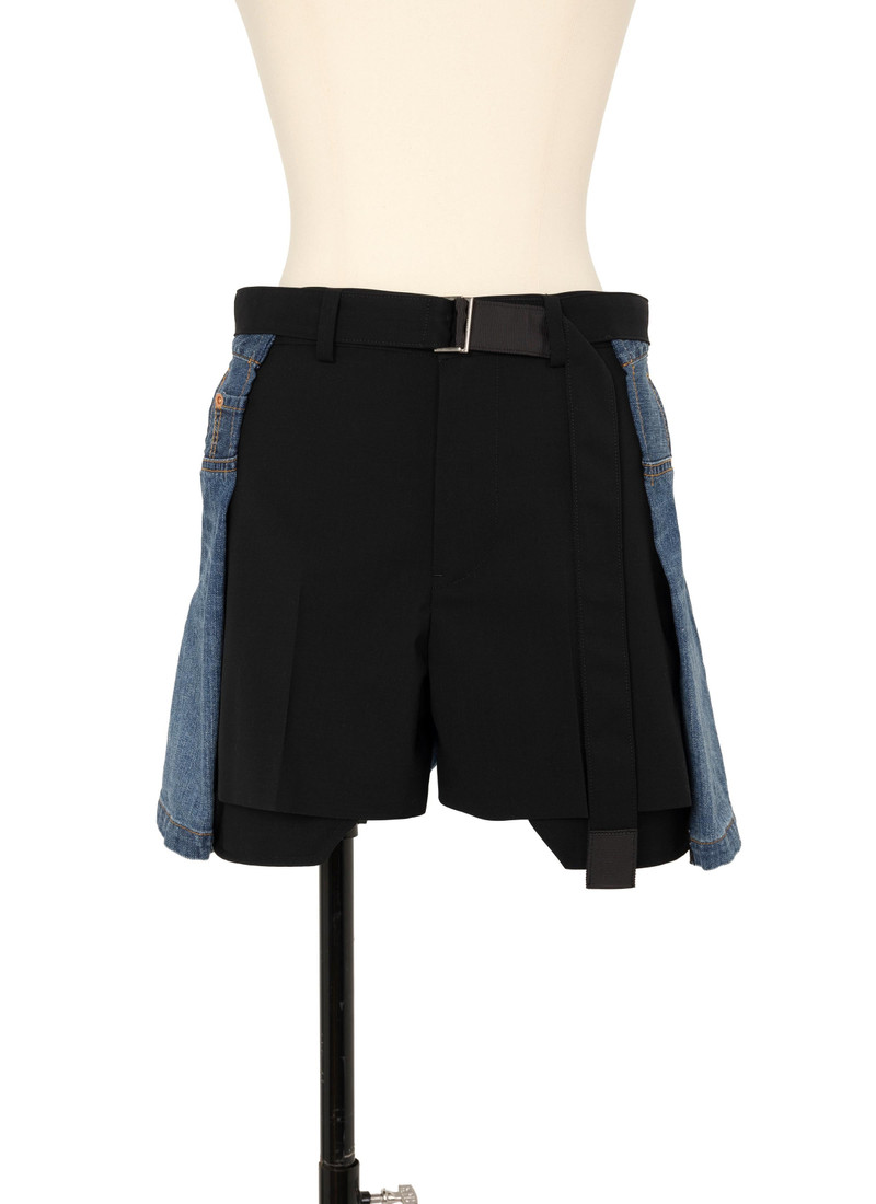 sacai Wool Suiting x Denim Shorts outlook