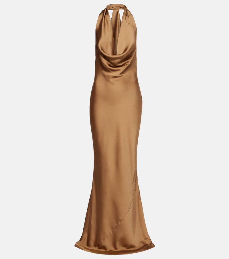 Halterneck satin gown 1