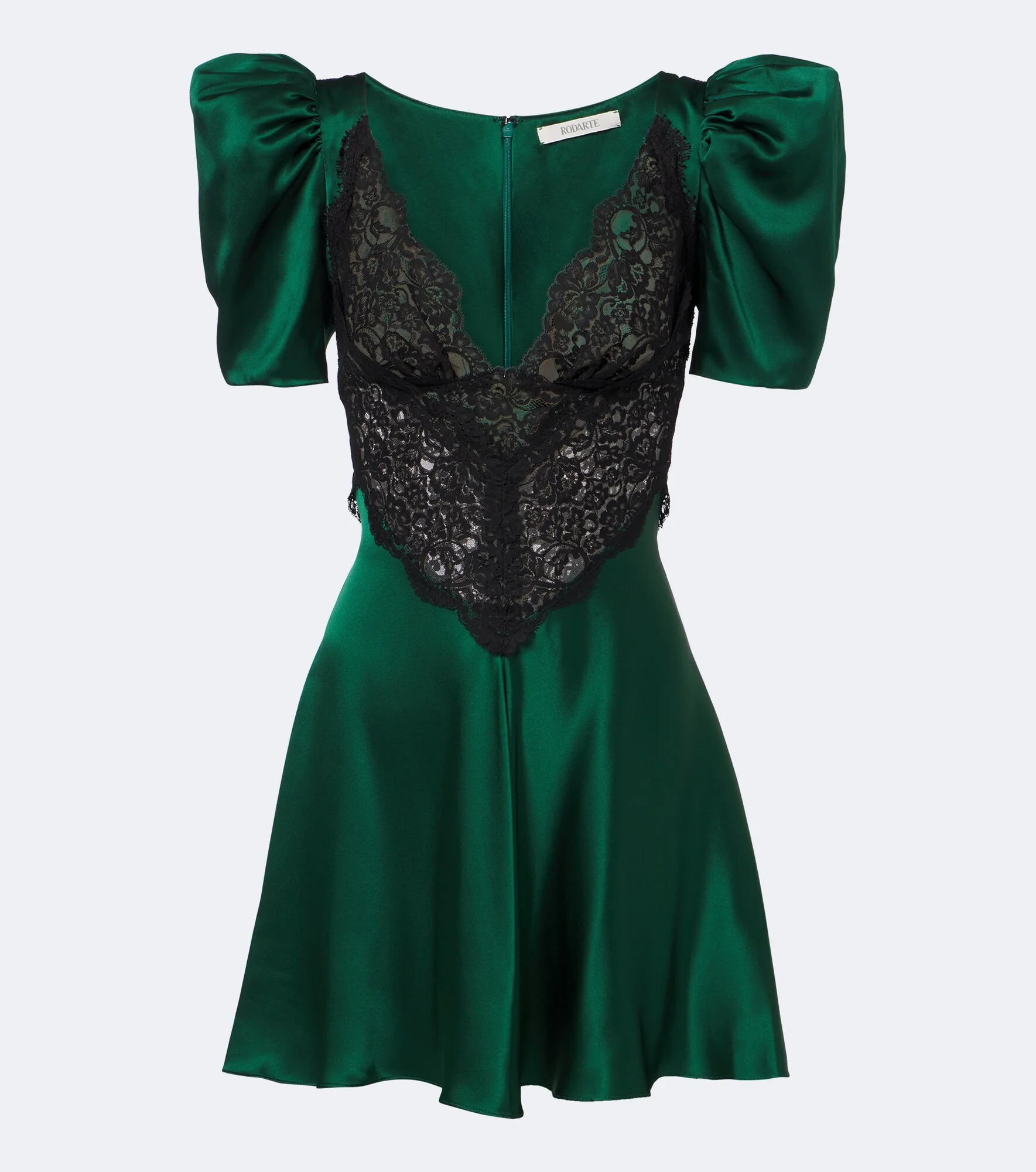 Lace-trimmed silk satin minidress - 1