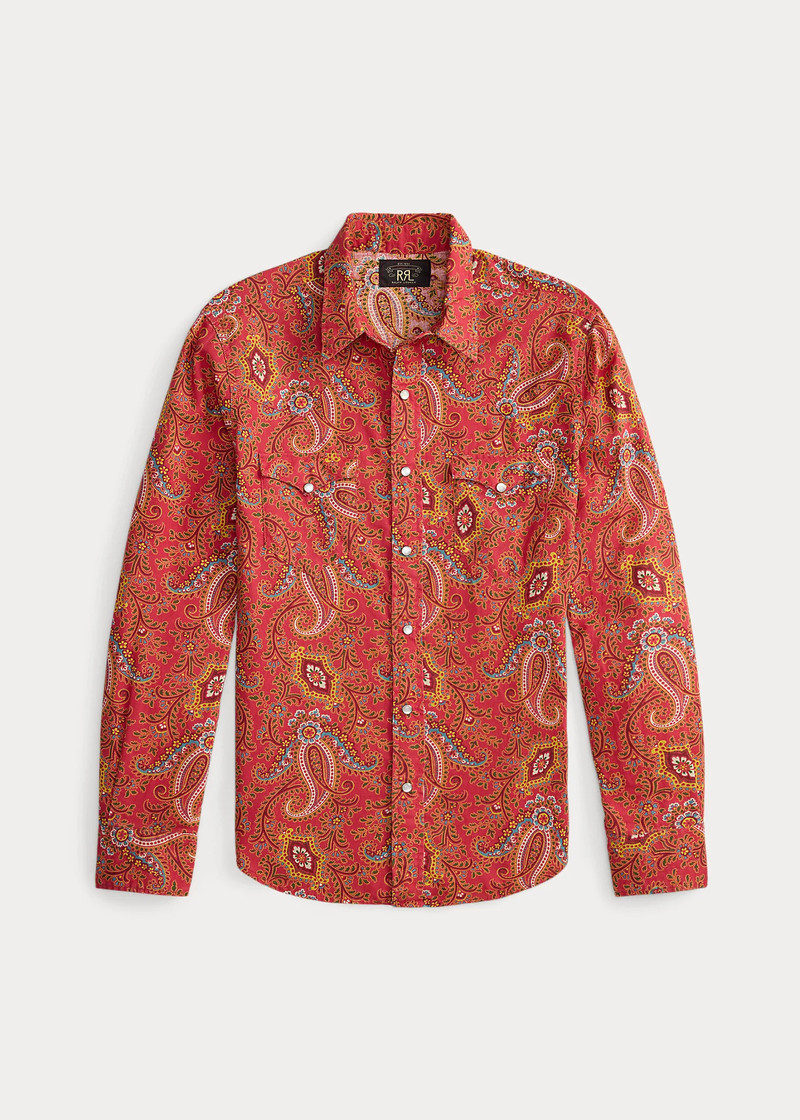 Slim Paisley Linen-Cotton Western Shirt 1