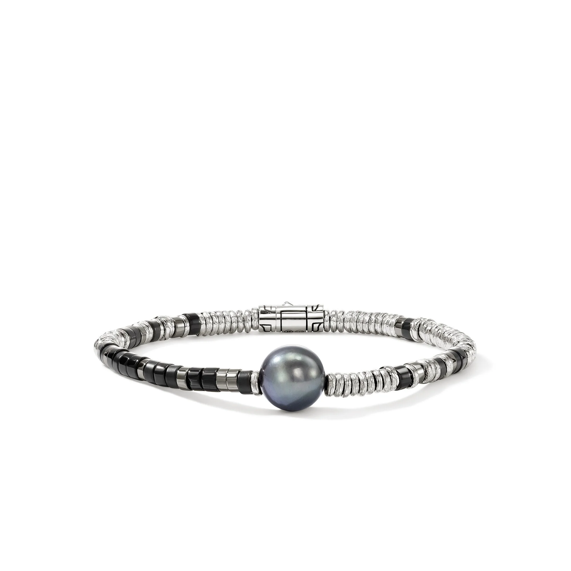 Heishi Bracelet, Sterling Silver, Hardstones, Pearl - 1