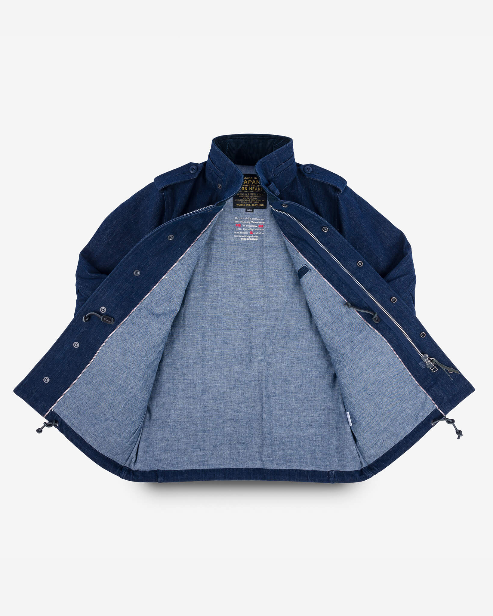 IHM-42-IND 16oz Natural Indigo Selvedge Denim M65 Field Jacket - 6