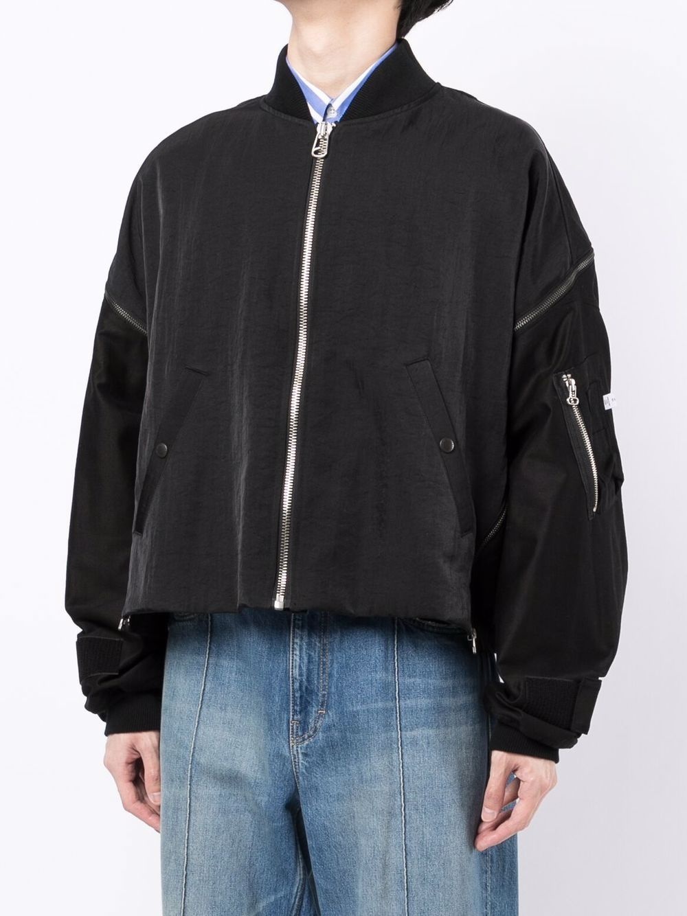 zip-detailing bomber jacket - 3