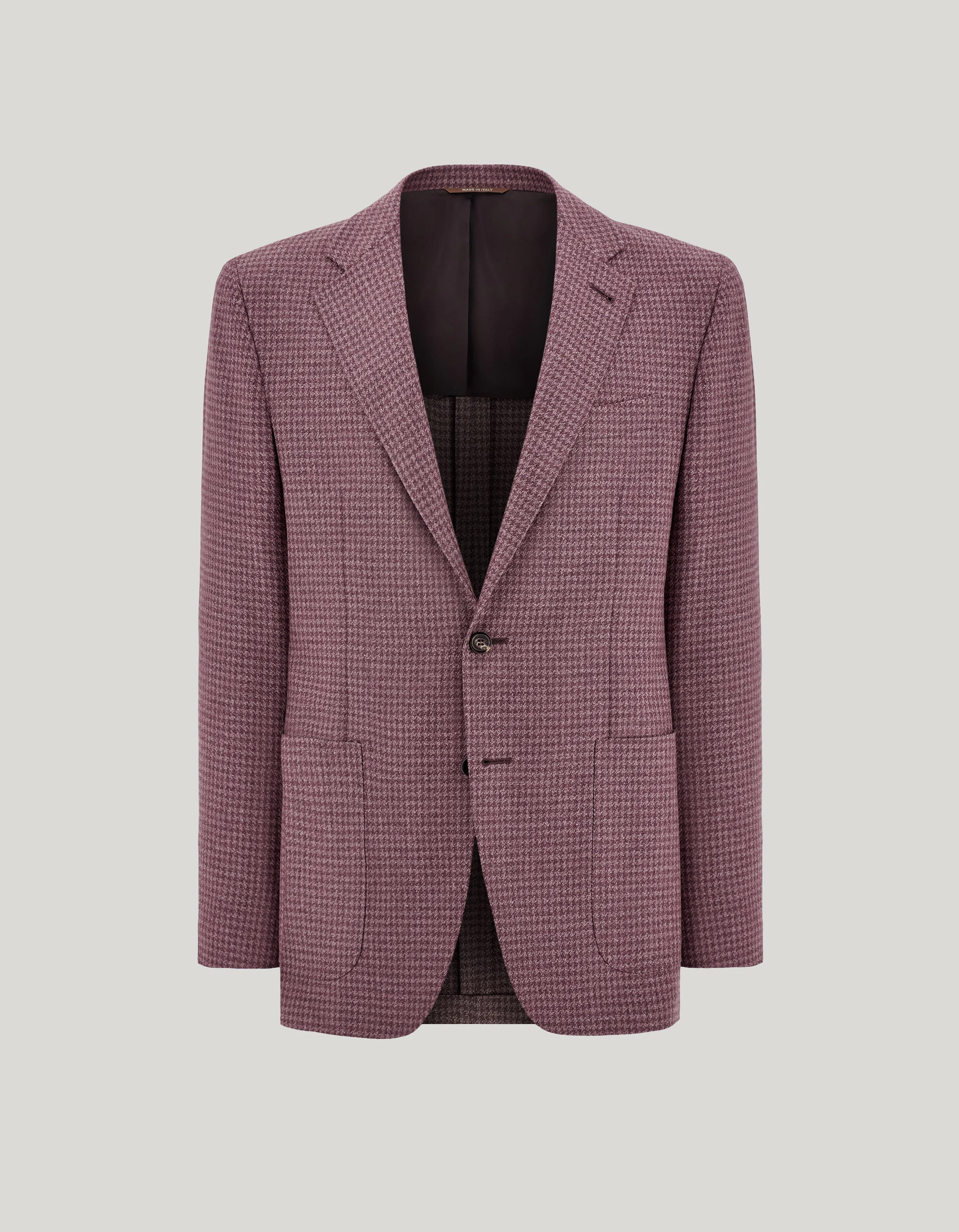 MAUVE WOOL AND SILK HOUNDSTOOTH SINGLE-BREASTED MODERN-FIT KEI JACKET - 1