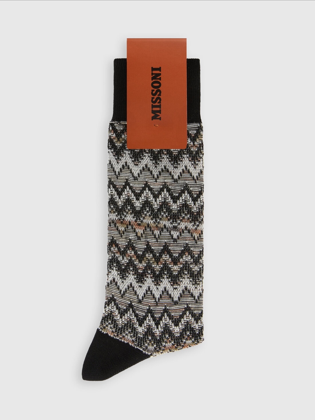 Mid-length socks cotton blend zig zag and lines - 2