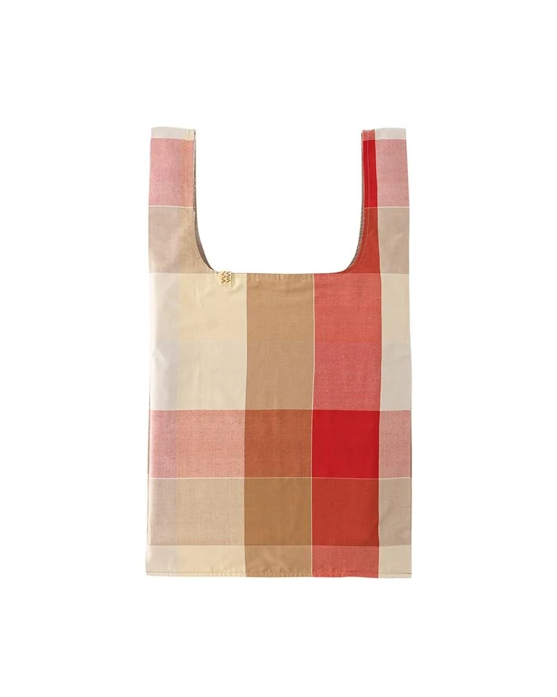 MARKET BAG (L) CHECK RED - 1