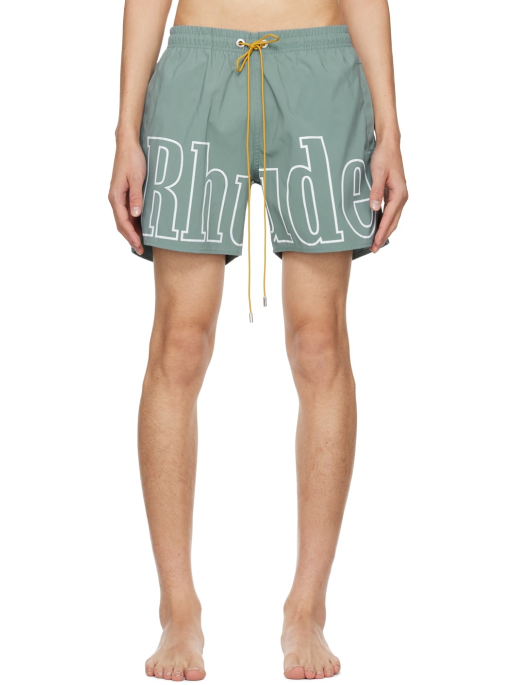 Green Printed Swim Shorts - 1