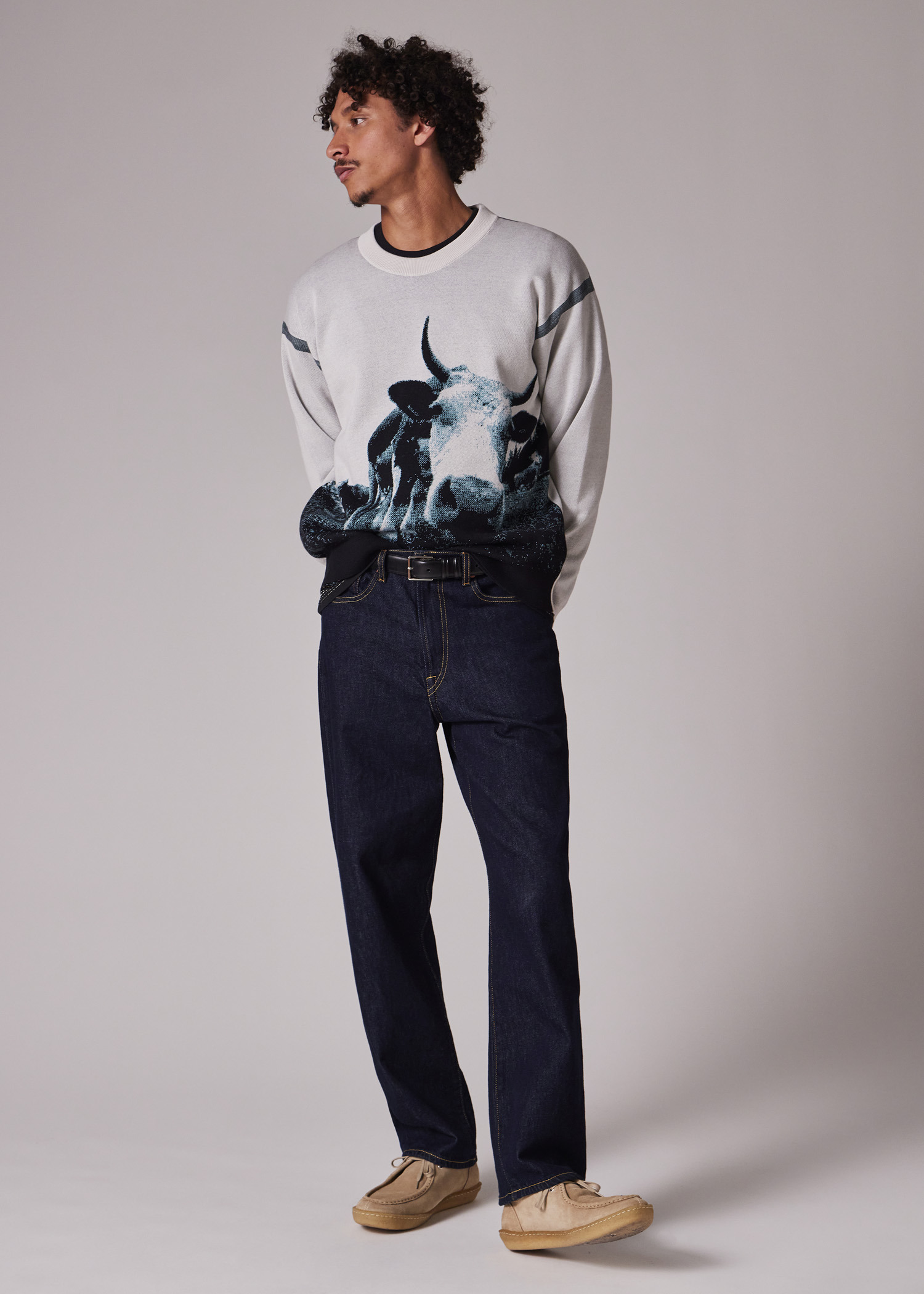 'Cow' Jacquard Cotton Sweater - 5