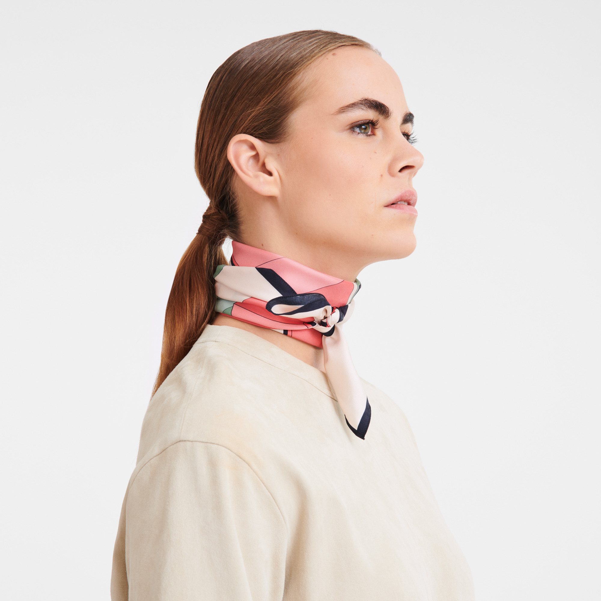 Longchamp University Silk scarf 70 Nude - Silk - 2