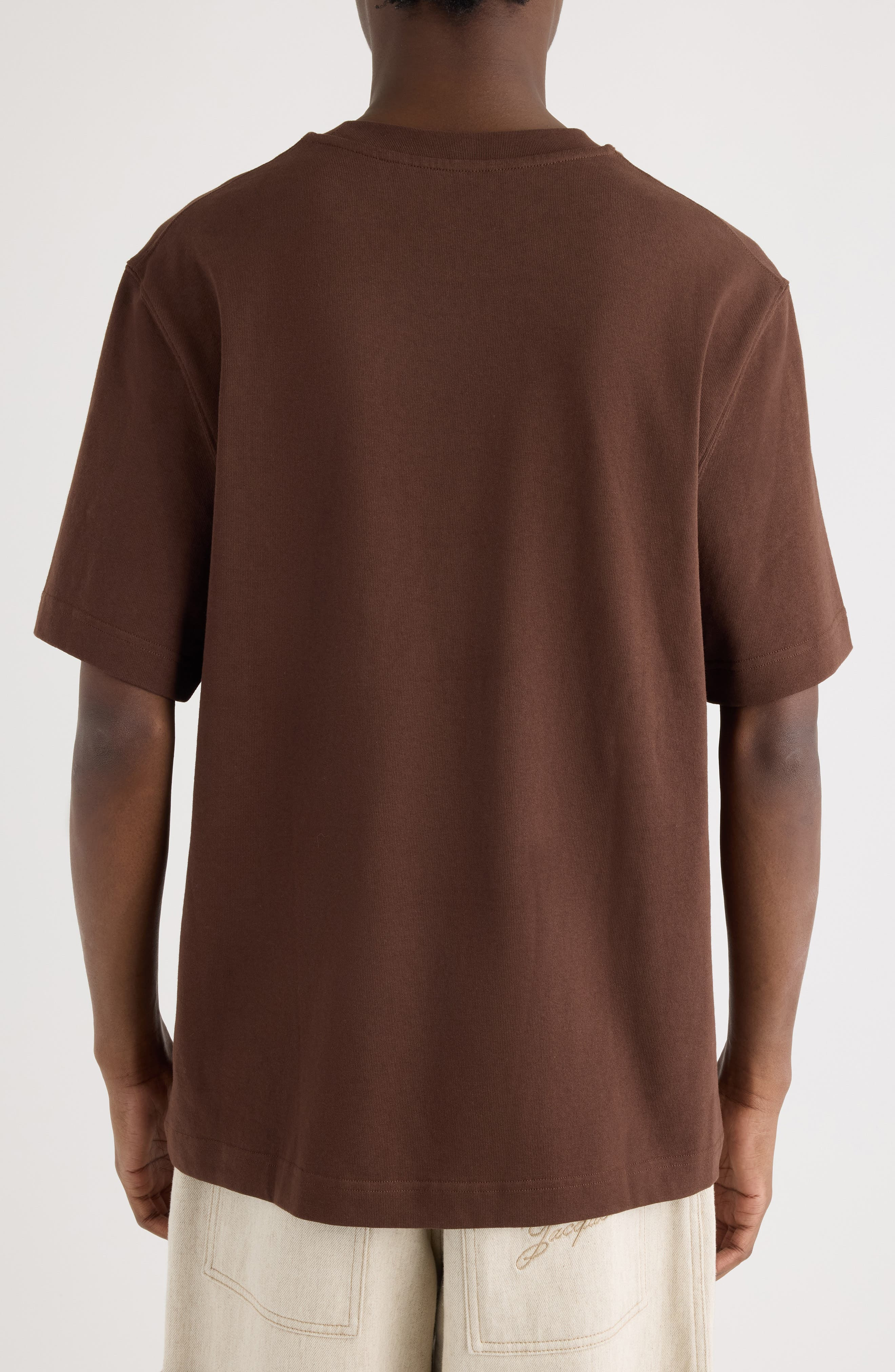 Jacquemus Le T-Shirt Gros Grain Cotton T-Shirt in Dark Brown at Nordstrom - 3